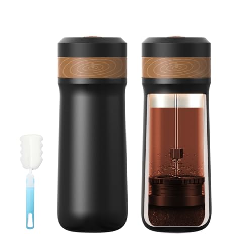 NOTSEK Portable Coffee Maker, 12oz Stainless Steel French Press Travel Mug, BPA Free Travel Coffee Maker Coffee Mug with Sponge Bottle Brush for Traveling Camping and Office NOTSEK Portable Coffee Maker, 12oz Stainless Steel French Press Travel Mug, BPA Free Travel Coffee Maker Coffee Mug with Sponge Bottle Brush for Traveling Camping and Office