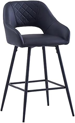 JaHECOME Bar Stools Set of 2 Black Velvet Padded Bar Chairs with Footrest Armrest Kitchen High Stools Supported Black Metal Legs for Breakfast Bar, Counter, Kitchen and Home