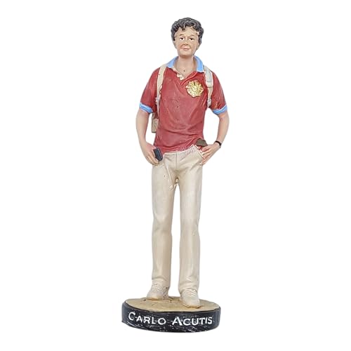 Generico Estatua de San Carlos Acutis de resina, decorada a mano, acabado madera, 15/20/30 cm (15 cm)
