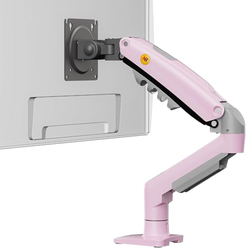 NB Nortbayou Universal Monitor Stand Single Arm Swivel Monitor Stand with Gas Spring Arm for 17-30 Inch (2K-9K) F80 Screens (Pink)