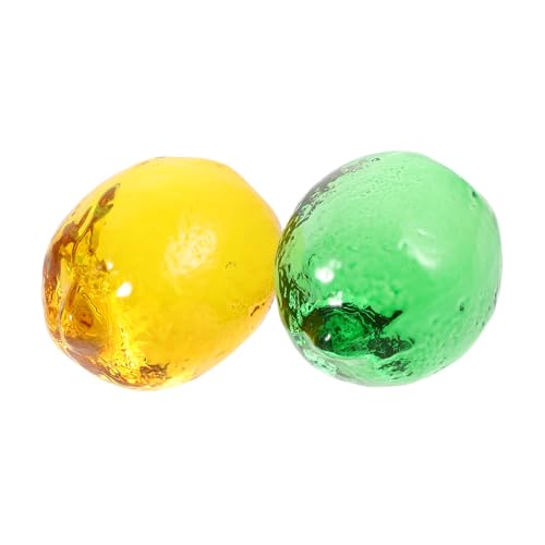 SUPVOX 2pcs Realistic Glass Lemon Ornaments Faux Fruit Lemon Centerpiece for Kitchen Home Decor Adornment Artificial Decorations