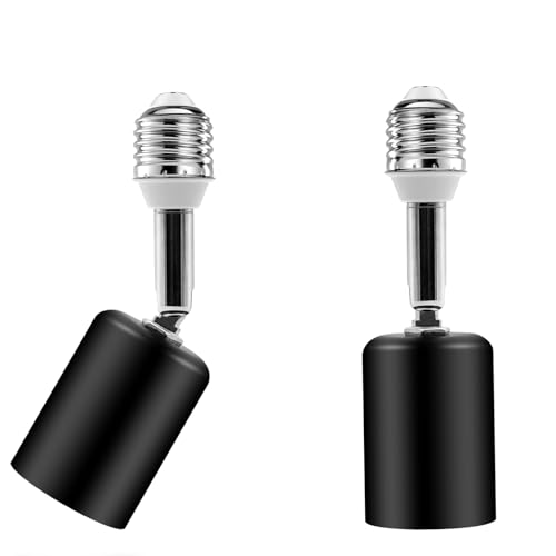 E27 Ceramic Light Bulb Socket Extender, 3.5inch Screw-in Lamp Holder for Table Lamps, Ceiling Lights, Pendant Lighting, Indoor Outdoor Use (Black, 2) by Ygmylandbb - Used condition - US$21.49