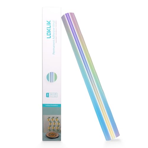 LOKLIK Vinyle Adhésif Permanent Holographique Argenté – 1 Rouleau 30.5 x 90 cm, Idéal pour Verre, Métal, Plastique – Durable et Résistant aux Intempéries