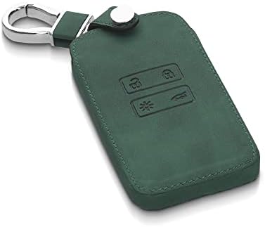 kwmobile Etui na kluczyki samochodowe kompatybilne z Renault 4 przyciskami Smartkey (tylko Keyless Go) imitacja skóry nubukowej etui ochronne ze sztucznej skóry na klucze ciemnozielone