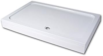 Shower Tray Rectangular Easy Plumb 1200 x 900 - Strong Stone Resin with an Acrylic Capping - Impact Resistant Load Bearing Base - High Quality White Design with Plinth and Adjustable Legs - for Bathroom Ensuite Enclosure (Dimensions - Height: 45mm +/- 5mm, 900mm x 1200mm)