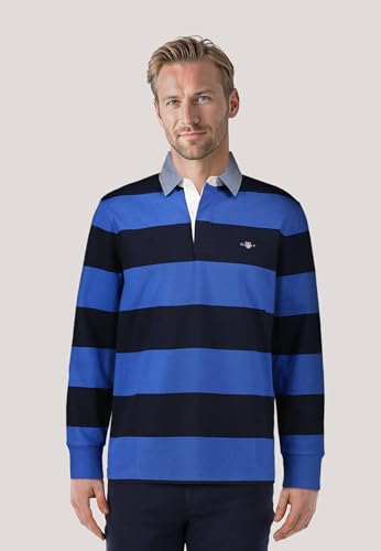Gant Reg Chambray Stripe Heavy Rugger Polo, Rich Blue, M Uomo - 4