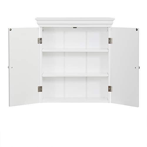 Elegant Home Fashions Stratford Removable Wooden 2 Door Wall Cabinet, White #TOP4