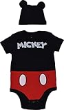 Disney Mickey Mouse Infant Baby Boys Cosplay Bodysuit and Hat Set Mickey Mouse/Black 12 Months