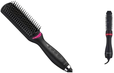 Revlon Hair Straightening and Styling Brush | Great for Second Day Styling (4-1/2 in) & One Step Root Booster Round Brush Dryer and Hair Styler | Fight Frizz and Add Volume, (1-1/2 in)