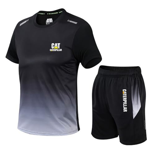 Camisetas Manga Corta Hombre Ca.ter-pillar, Transpirable y Rápido Ropa, Entrenamiento Correr y Gimnasio 2 Unidades, Atléticas(Grey,XL)