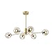 Or Spoutnik Lustre 9 8 10 12 16 Lumières Nuances De Sphère De Verre Suspension Luminaire Plafond Globes Suspension E27 Éclairage Plafond Pour Cuisine,Salle à Manger,Chambre-Golden 6 têtes