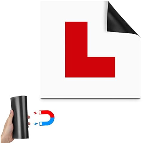 Buauty L Plates Fully Magnetic for Car Learning Driver,Red L Plate Strong Magnetic Back for Vehicles,No Melting No Blow off Easy to Move without Scratching Painting off Cover