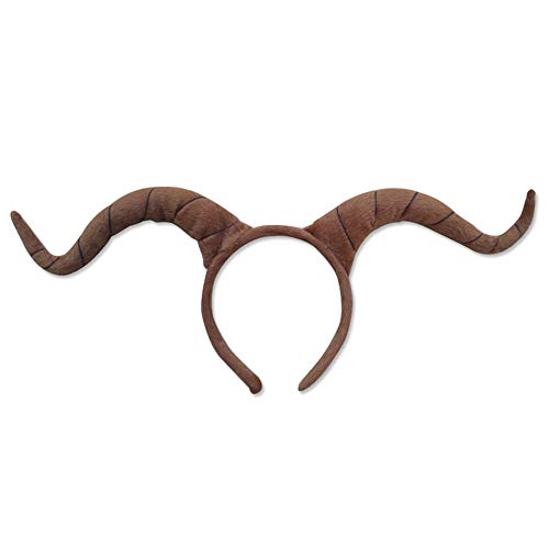 Christmas Cosplay Handmade Plush Cute Ram Horns Headband - Goat Horns Headband - Antelope Horns Headband for Christmas Halloween Easter Party Costume Hair Accessory (Brown)