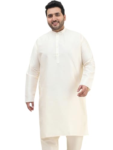Sojanya Plus(Since 1958) Mens Off-White Dupion Silk Only Long Kurta