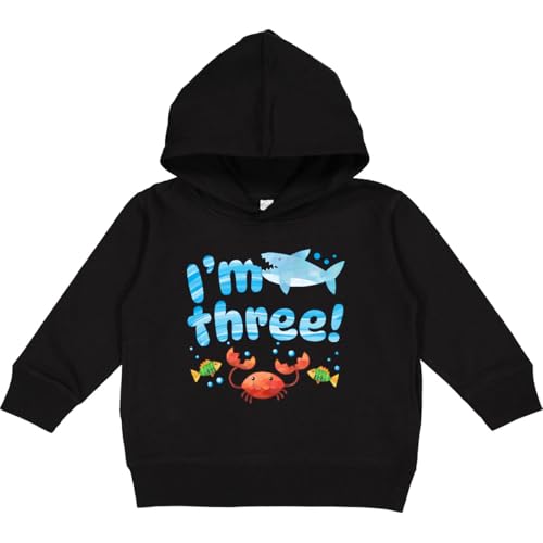 inktastic I'm 3 Third Birthday Shark and Crab Toddler Hoodie 2T Black 45551