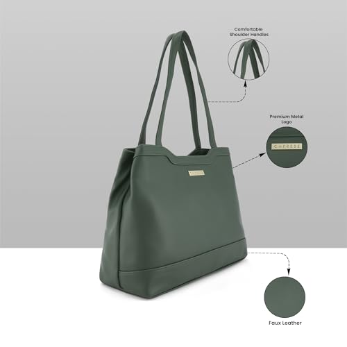 Image of Caprese Kai Tote Large Shoulder Bag for Women | Solid Pattern | Faux Leather | Zipper Closure | Spacious Office & Travel Tote | Stylish Work Bag | Elegant Handbag for Daily Use