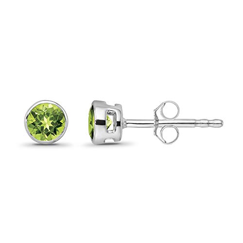Sterling Silver Peridot Solitaire Stud Earrings #TOP2