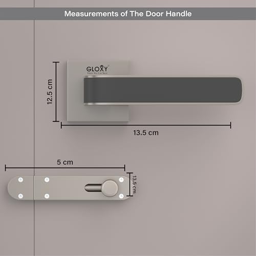 Image of GLOXY Premium Bathroom Door Lock with Satin & Black Finish - Mortise Bathroom Lock for Door with Brass Baby Latch - Heavy Duty Lock for Door with Keyless Plate Handle Set with 2 Years Warranty