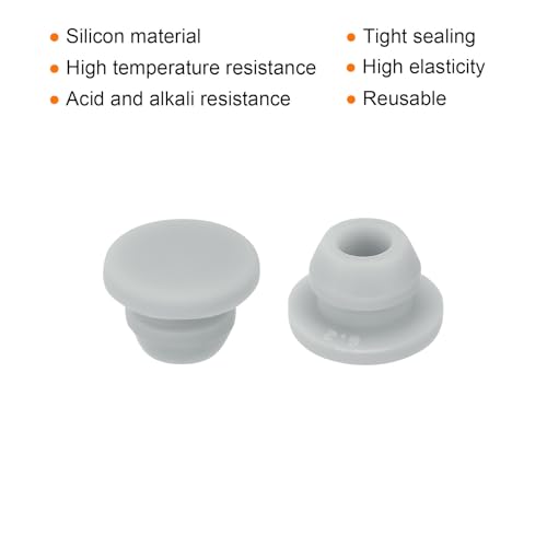 Image of MECCANIXITY 30pcs Silicone Snap in Locking Hole Plugs,6mm /0.2 Inch Mounting Diameter Narrow Groove Width 2mm Panel Seal Cover Round for Kitchen Bulkheads Waterproof Sealing Plugs Grey