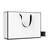 YACEYACE - Bolsas de regalo pequeñas (10 unidades), color blanco y negro con asa de cinta para fiestas, cumpleaños, baby shower, bodas, compras, venta al por menor