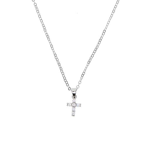 ODHLMFQ 925 Sterling Silver Pave Aaa Tiny Cute Cross Pendant Necklaces For Woman Charm Pendants Jewelry 2