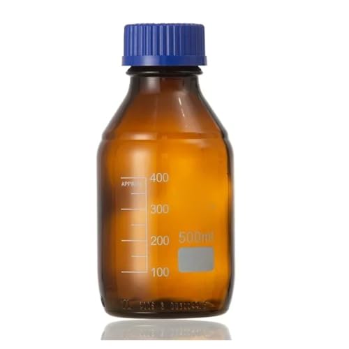 Bouteille en verre bleu de laboratoire flacon bouchon vis transparent