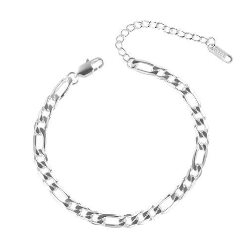 ALEXCRAFT Tobillera De Acero Inoxidable Mujer Pulsera Tobilleras Plata De Le Tobillera Hombre Pulsera 6mm/22cm