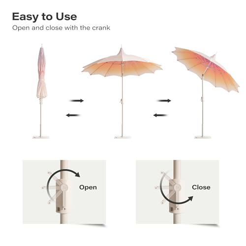 image for LAUSAINT HOME 9ft Pagoda Patio Umbrella with Petal Shape Canopy, Delux