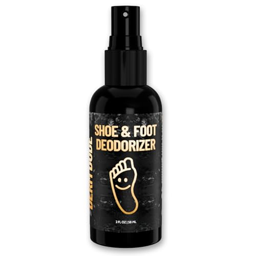 Derm Dude Foot & Shoe Deodorizer Spray | Formulated With All-Natural DeoPlex for Odor Control | Witch Hazel, Aloe Vera, Tea Tree Oil & Peppermint to Freshen Feet & Shoes | Travel Size, Mint Scent 2 oz