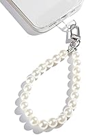 AMAYO - Handykette Universal, Handyanhänger, Handy Perlen Schlüsselband, Handschlaufe, Handygurt, Armband, Handyband, kompatibel mit jedem Handy, Smartphone und Handy Hülle (Weiss Perlen 8mm)