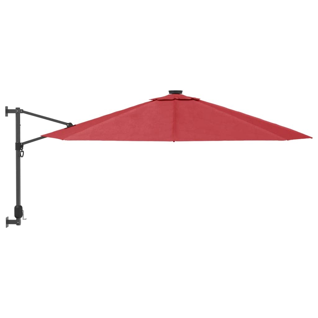 Homgoday Parasol, 290 cm jasny czerwony LED parasol ścienny, parasol przeciwsłoneczny, parasol ogrodowy, parasole przeciwsłoneczne, parasole zewnętrzne, parasol plażowy, wiatroszczelny parasol