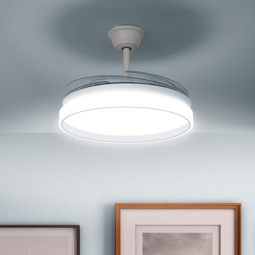 InnovaGoods LED Ceiling Fan with 4 Retractable Blades Silteez Silver 80 W Ø49-104 cm