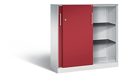 C+P Schiebetürenschrank Asisto H1310xB1200xT435mm Korpus Lichtgrau Fronten Rubinrot Anzahl Fächer 2