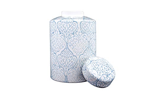 Creative Co-Op Decorative Ceramic Ginger Jar With Lid, Blue And White Large #TOP3