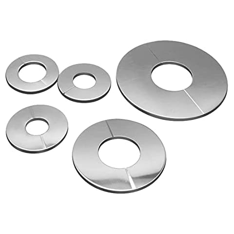 5PCS Wall Split Flange,Stainless Steel Round Escutcheon Plate for 51mm/35mm/24mm Diameter Pipe Silver Cover
