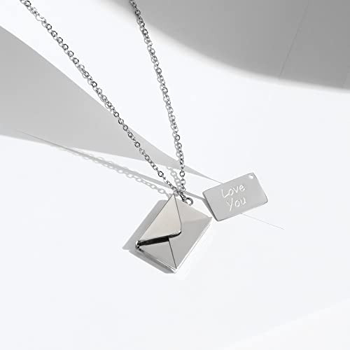 Nova&Aria Envelope Locket Necklace For Women Engraving Secret Message Necklace Creative Seal Love Message Locket Personalized Pendant Necklace For Mother Girlfriend Wife Friends-11 #TOP6