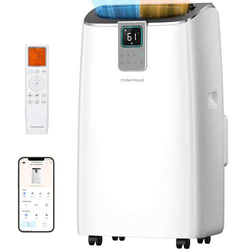 Temprium Smart Inverter Portable Air Conditioners, 16,000 BTU Dual Hose Portable AC Unit with Drainage-free Cooling, Ultral Quiet Air Conditioner for Bedroom with 40dB, APP/Voice Control/Energy Saving