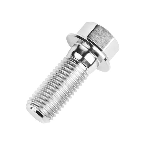 Image of Titanium Bolt M12 30 35 40 45 50 55 60 65 70 75 80 85 90mm Hex Small Flange Head for Motorcycle Car Modification Pack of 4 (M12x30mm Pitch 1.5, Silver)