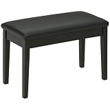 HOMCOM Banco para Piano Taburete de Piano Banqueta con Asiento Acolchado Patas de Madera Sólida Revestimiento Sintético - Negro