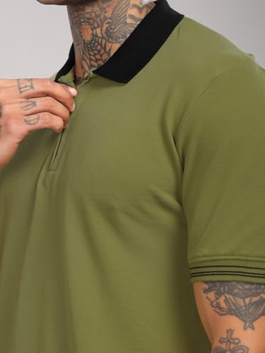 Image of Mens Premium Cotton Polo T-Shirt | 220 GSM Soft Fabric | Casual Stylish Look | Zipper Polo Design Snow White Polo T Shirt | Polo Tshirt for All-Day Wear