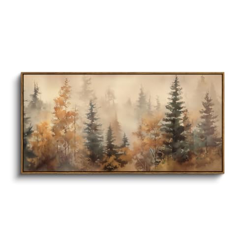 InSimSea Extra Large Framed Fall Wall Art, Forests Trees Landscape, 20x40in