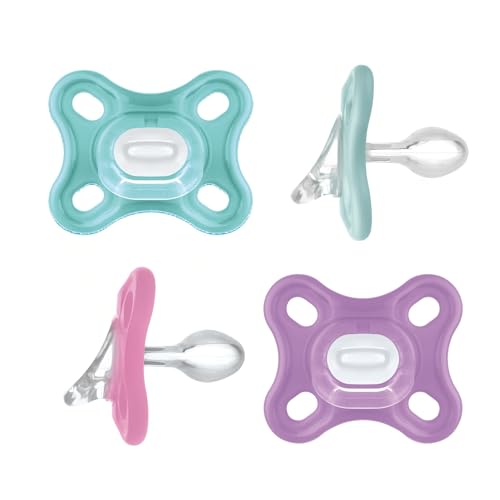 Image of MAM Comfort Baby Pacifiers, Lightweight One-Piece Full Silicone Binky for Newborns 0-3 Months, BPA-Free Nipple, Easy to Clean Pacifier, Best for Breastfed Babies, 4 Count Binkies