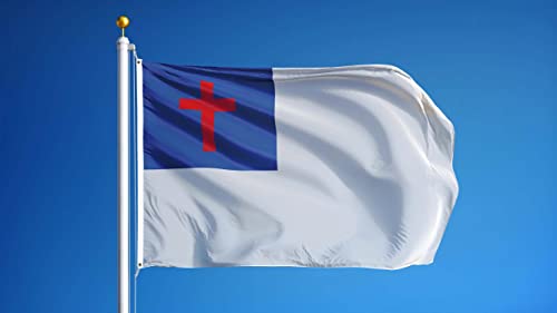 Christian Flag 3X5 Outdoor Made In Usa Embroidered,Heavy Duty Nylon,Sewn Stripes, Stronger Brass Grommets,Christianity Easter Day,Jesus Flags Flags Perfect For Outside #TOP4