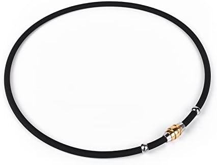BCletty Necklace, Silicon, Germanium, Magnetic Joint, Static Eliminator, Necklace, Static Eliminator, Antistatic, Titanium, Magnetic, Germanium, Stainless Steel, Fashion, Luxury Design, Popular Model, Worn by Many Baseball Players, Metal Allergy Free, For Gifts, Unisex, Silicone, 2 Sizes [2 Colors] [All Season Wearable] (55CM, black gold)