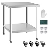 HXCFYP NSF Stainless Steel Table for Prep & Work with Caster 30x24 Inches, Metal Commercial Kitchen Table with...