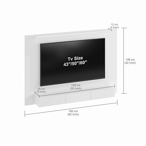 FURNEASER Laminor Wall Mounted TV Unit for Living Room | Floating TV Stand Shelves & Back Panel | Modern Entertainment Unit for 55" | Wall TV Cabinet with Decor & Media Storage (Exotic Teak & White) - Image 2