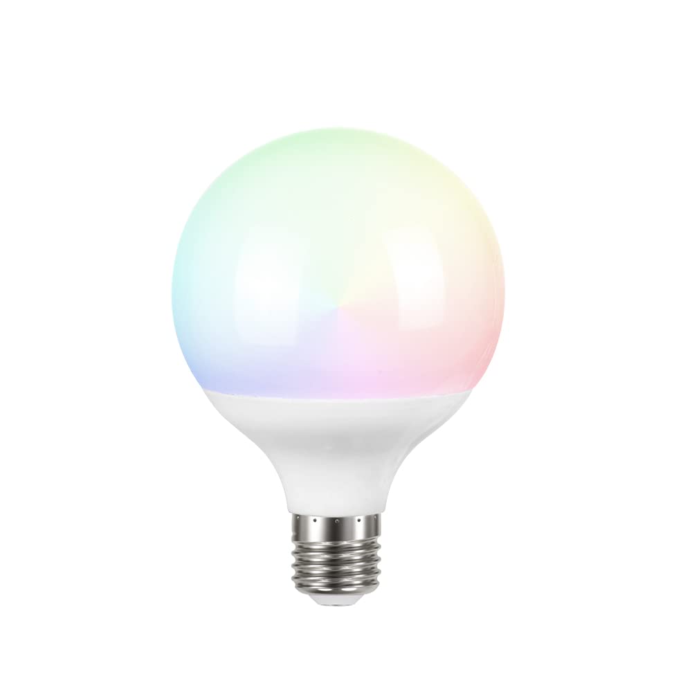 Garza Smarthome - Bombilla LED WiFi CCT + RGB 12w Globo E27 inteligente y programable, cambio de Intensidad + Tonalidad + Color, control por voz y app, Alexa, iOS, Google, Android