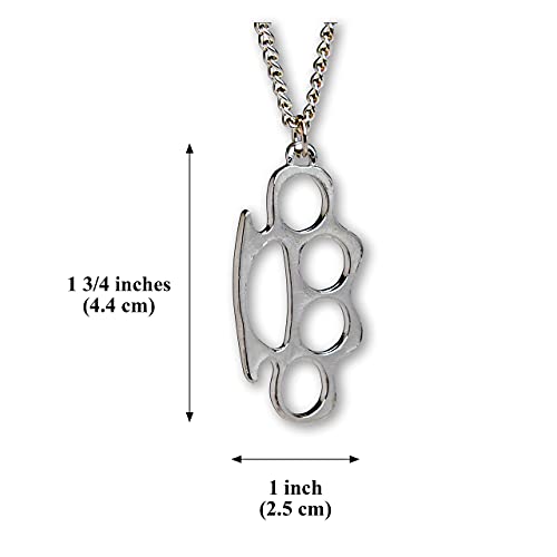 Real Metal Replica “Knucks Charm” Polished Silver Finish Pendant Necklace Twenty Inch Chain3