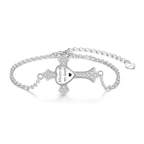 Cross Urn Bracelets for Ashes for Women: 925 Sterling Silver Cross Cremation Bracelet Urns Jewelry for Ashes of Human & Pets - Keepsake Memory Jewelry Gifts