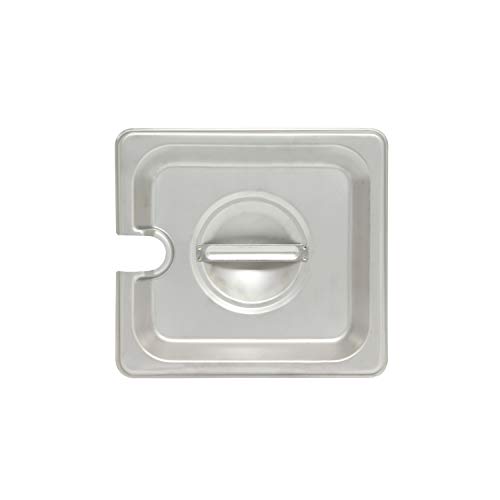 FSE Steam Table Pan Cover Set, 1/6 Size, Slotted with Handle, Reinforced Corners, 24 Gauge, Stainless Steel, NSF, Dishwasher Safe, (Set of 12)